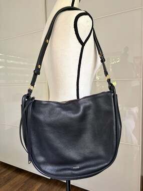 AALLYN Marley Hobo Bag in Black Pebble Leather